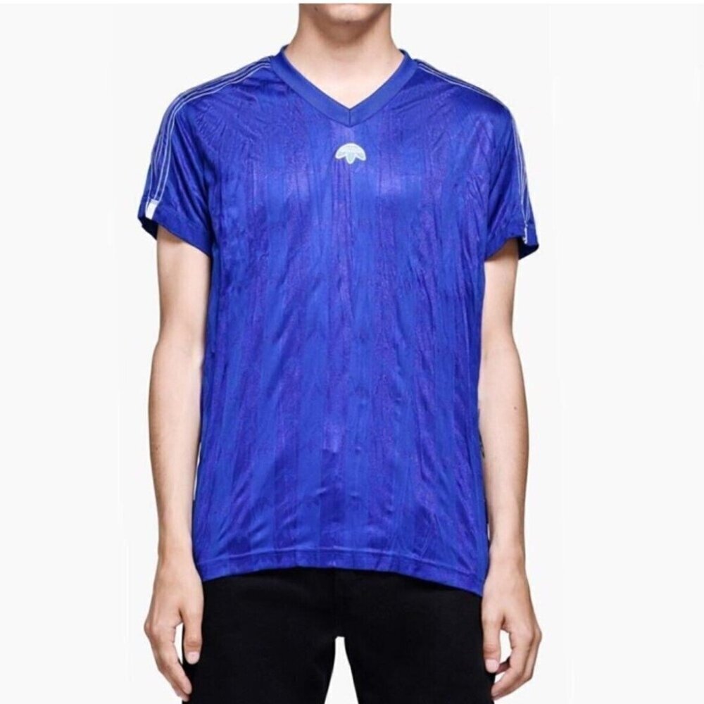 adidas x Alexander Wang Blue Jersey Tee | Unisex Crinkle Fabric, 2XS